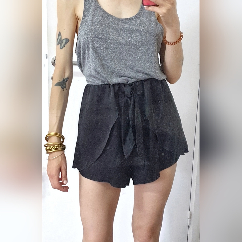 Nanushka Black Satin Shorts